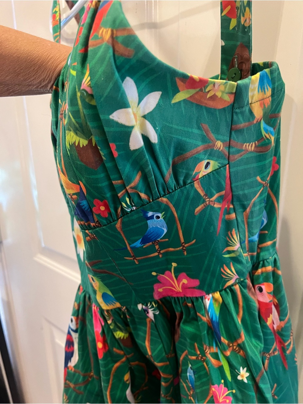 Disney Green Tiki Room Dress with the Birds - Picture 4 of 6